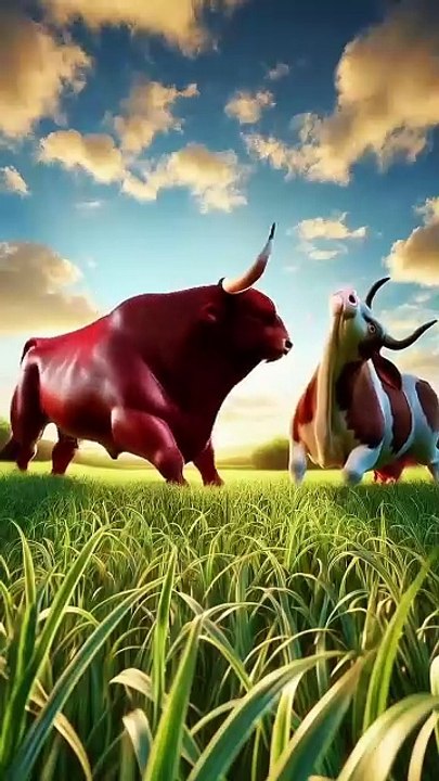 Fierce Fight Between AI White Bull and Red Bull #ai #youtubeshorts #shorts #viral #ytshorts #animals