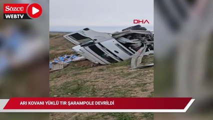 Arı kovanı yüklü TIR şarampole devrildi: 1 yaralı