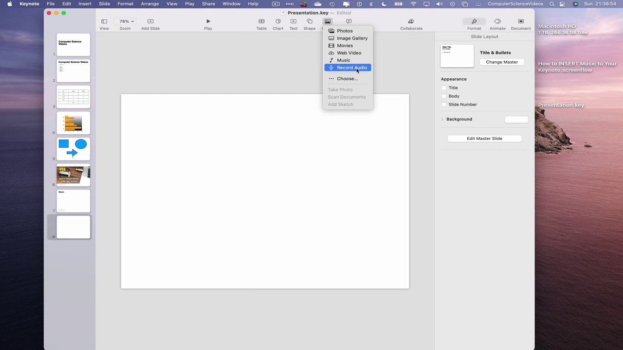 How to RECORD Audio On Your Keynote Application On a Mac / Desktop Computer - Basic Tutorial | New