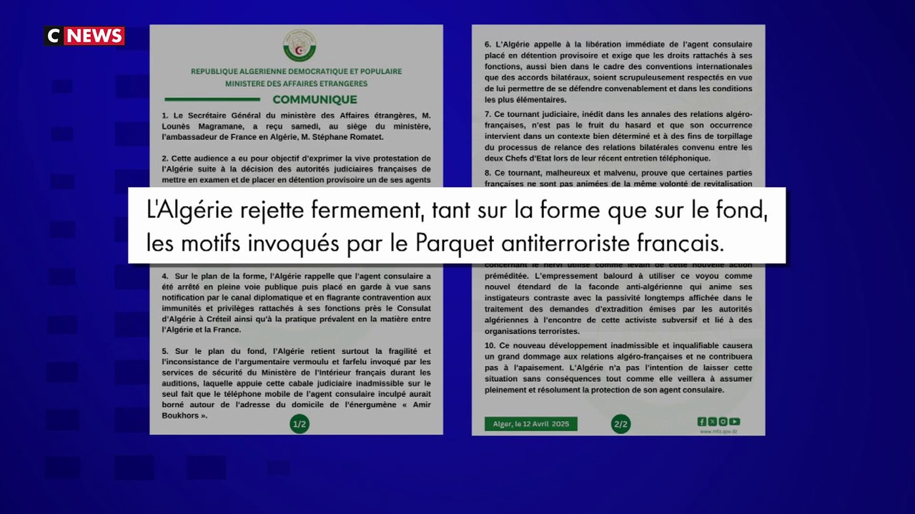 Relations franco-algériennes : le ministère des Affaires étrangères algérien dénonce l'attitude de la France