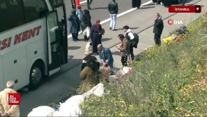 Kuzey Marmara Otoyolunda yolcu otobüsünde yangın