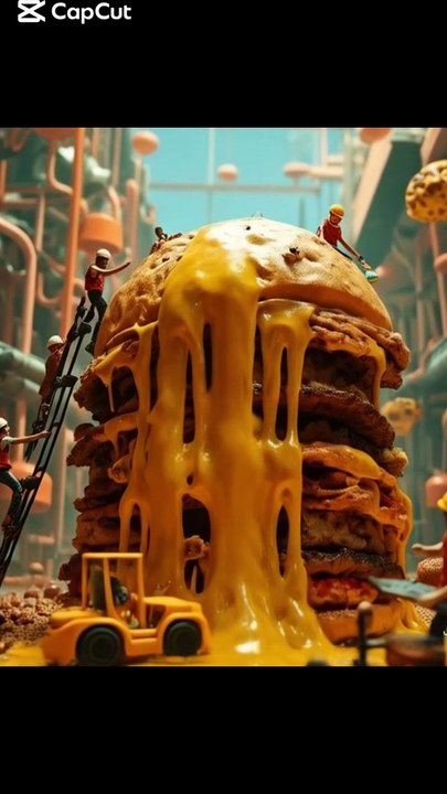 Tiny Workers Build a Giant Cheesy Kebab Burger | Surreal Miniature Animation