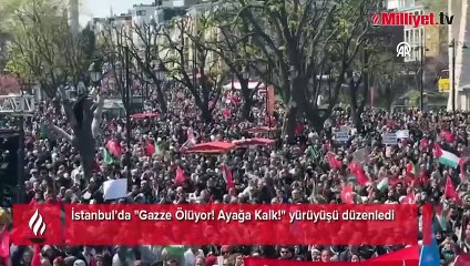 Binlerce kişi İstanbul'da "Gazze Ölüyor! Ayağa Kalk!" yürüyüşü yaptı