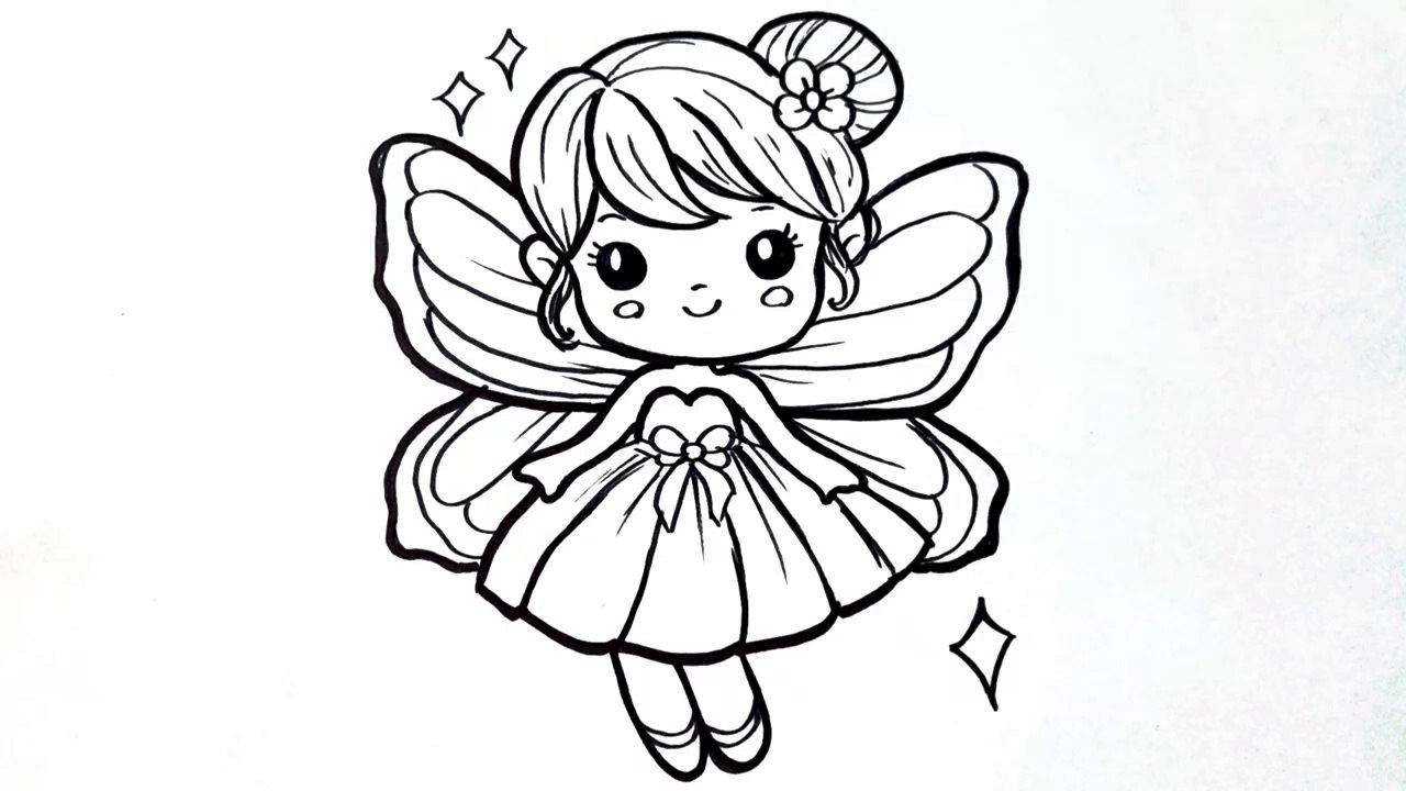 How to draw a girl fairy __ Easy drawing for beginners