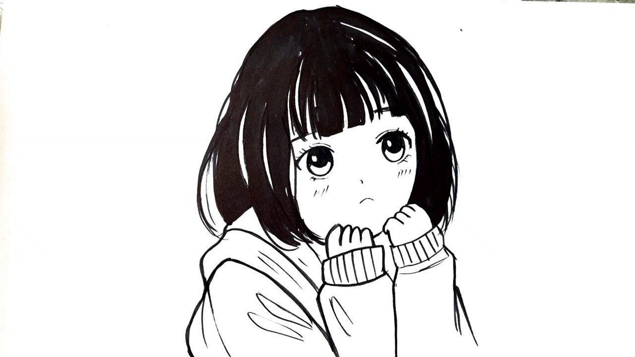 How to draw a cute girl __ Easy drawing for beginners __ Girl drawing step by step