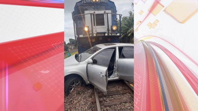 Motorista fica ferido após batida entre carro e trem em Jandaia do Sul