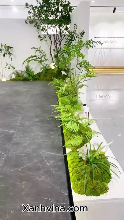 Thi công bồn cây tiểu cảnh trong nhà KT 560cmx45cm