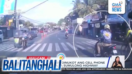 Motorcycle rider, dinukot ang cell phone ng isang siklista sa Sumulong Highway | Balitanghali