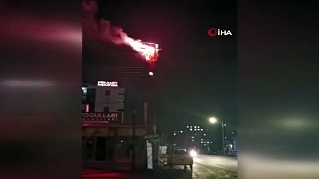 Van'da elektrik trafosu bomba gibi patladı