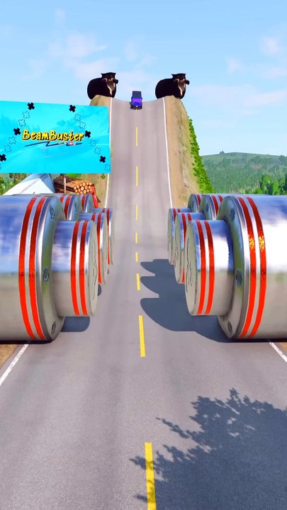 Car Motorcade & School Buses vs Crusher - BeamNG.Drive