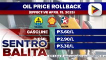 P2-P3 na bawas-presyo sa mga produktong petrolyo, ipatutupad bukas; diesel, may P2 din na bawas-presyo
