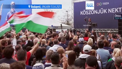 Ungarns Oppositionsführer Péter Magyar hält Kundgebung in Budapest ab