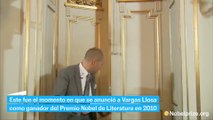 Este fue el momento en que se anunció a Vargas Llosa como ganador del Nobel de Literatura de 2010