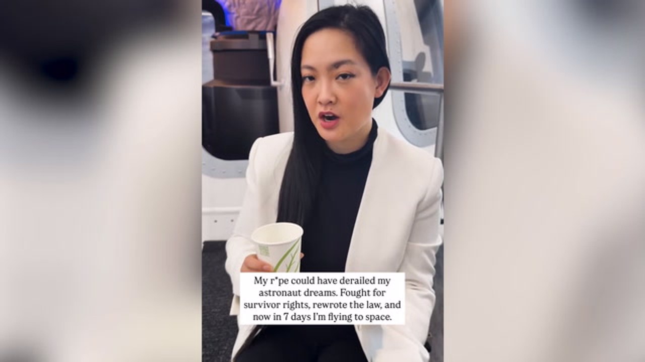 Amanda Nguyen posts a clip outside the Blue Origin capsule ahead of space mission
