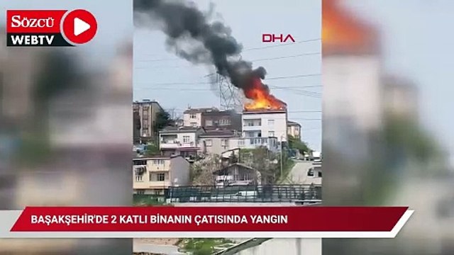 Başakşehir'de 2 katlı binanın çatısında yangın