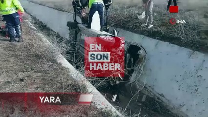 Aksaray'da otomobil sulama kanalına düştü