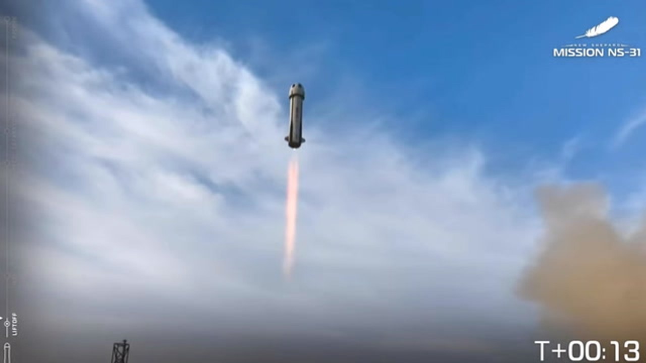 Katy Perry blasts off into space in the first all female Blue Origin space flight