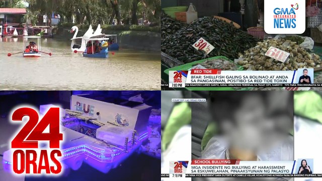 24 Oras: (Part 2) Nasa 150,000 turista, inaasahang dadagsa sa Baguio City; BFAR: Shellfish galing sa Bolinao at Anda sa Pangasinan, positibo sa red tide toxin; mga insidente ng bullying at harassment sa eskuwelahan, pinaaksyunan ng Palasyo, atbp.