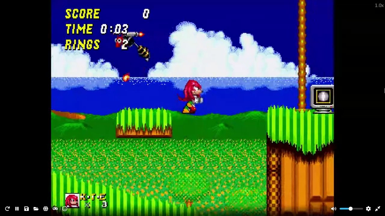 Sonic 2 and Knuckles | Emerald Hill Act 1 in 0:54 without pressing right or left