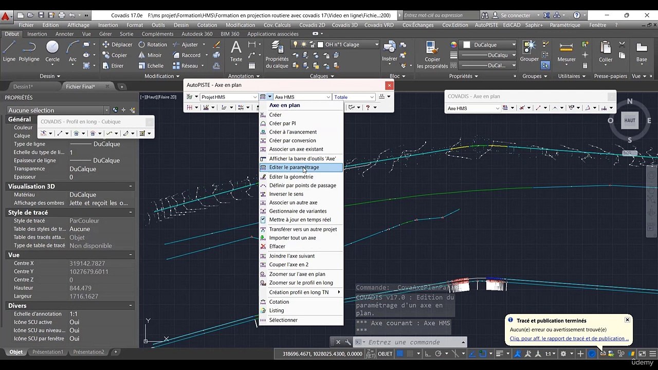 7. Gestion des axes - édition d'un Axe en Plan