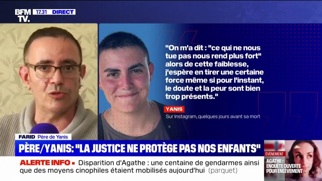 Il se considérait comme abandonné par la justice : le témoignage du père de Yanis, un adolescent de 17 ans qui s'est suicidé après avoir appris que son agresseur a été remis en liberté