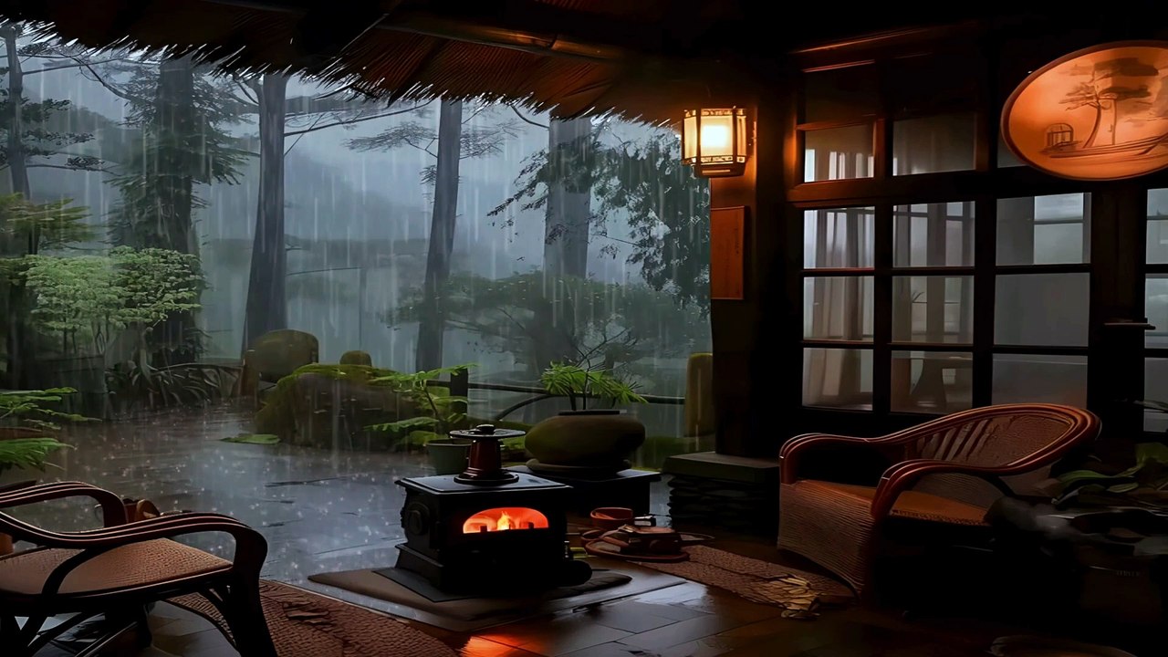 Cozy Hut Ambience - Gentle Night Rain and Relaxing Rain Sounds for Sleep, Study and Meditation