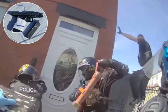 Dramatic footage shows police seizing ‘handgun’ after storming home in Blackpool drug raid