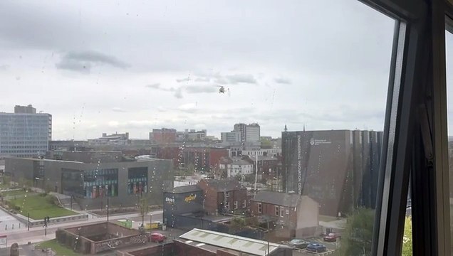 Air ambulance lands outside UCLan in Preston