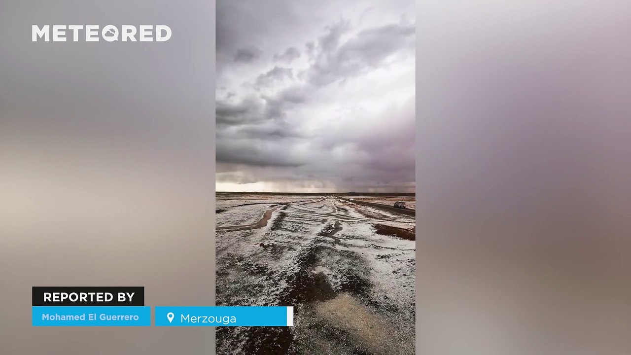 Hail covers the Sahara Desert in white in Morocco! Severe storms hit the great dunes of Erg Chebbi