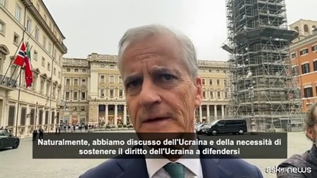 Premier norvegese da Meloni: sostenere diritto Ucraina a difesa