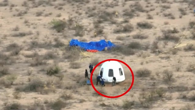 Moment Jeff Bezos falls flat on his face running to greet Blue Origin space capsule