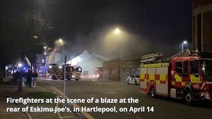 Firefighters at the scene of Hartlepool town centre blaze on April 14