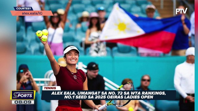 Alex Eala, umangat sa No. 72 sa WTA rankings, No. 1 seed sa 2025 Oeiras Ladies Open