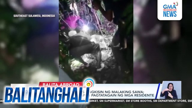 Babae, patay matapos lingkisin ng malaking sawa; sawa, patay rin matapos pagtatagain ng mga residente | Balitanghali