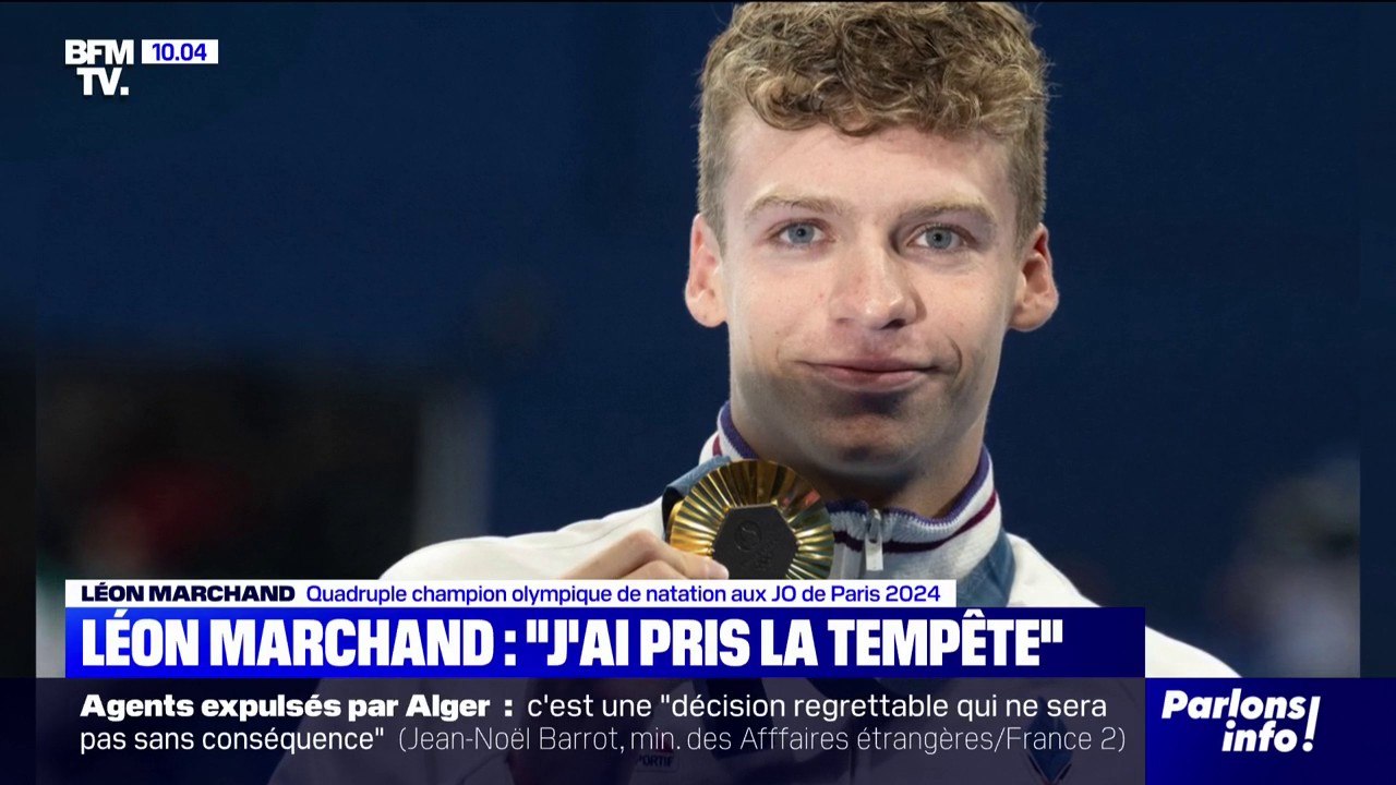 "J'ai pris la tempête": après la folie des JO, Léon Marchand se confie depuis les États-Unis