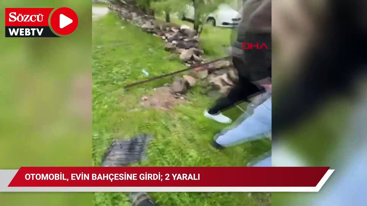Otomobil, evin bahçesine girdi; 2 yaralı