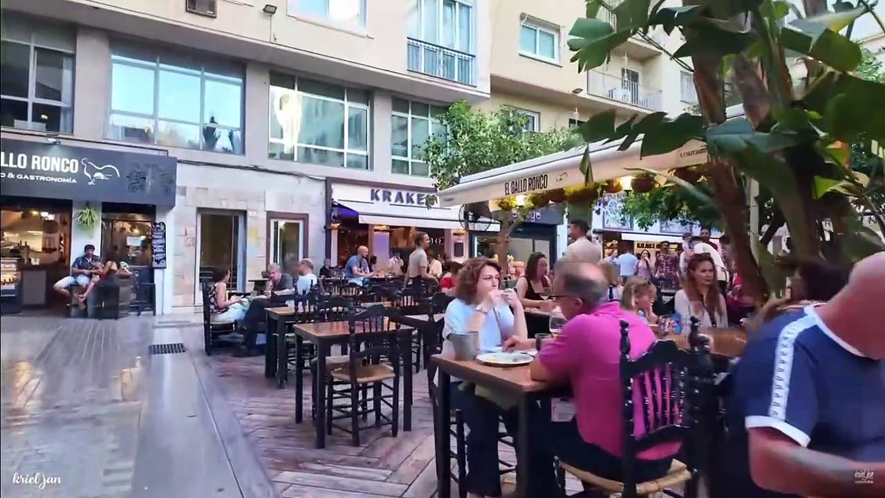 Lively summer evenings in Malaga Spain