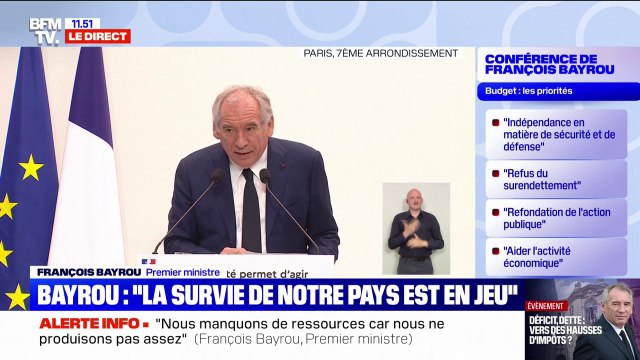 Finances publiques: C'est de la survie de notre pays qu'il s'agit , assure François Bayrou