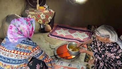 Village Life with Grandma in Northern Iran  Baking Flatbread with Halva in the Garden