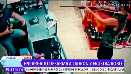 Encargado de una tienda logra desarmar a un ladrón y frustra asalto