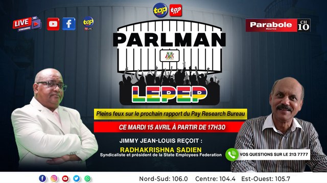 Parlman Lepep: Jimmy Jean-Louis reçoit : Radhakrishna Sadien, syndicaliste et président de la State Employees Federation.