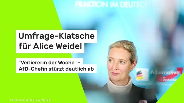 Umfrage-Klatsche für Alice Weidel: Verliererin der Woche - AfD-Chefin stürzt deutlich ab