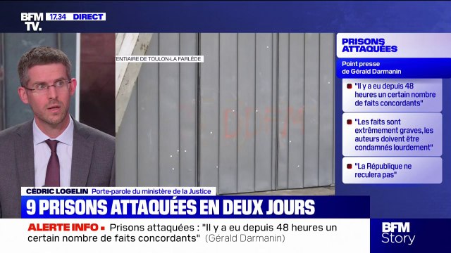 Attaques de prisons: Quand on s'en prend à des agents pénitentiaires (...) on s'en prend à l'État , affirme Cédric Logelin, porte-parole du ministère de la Justice