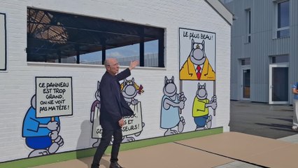 Herseaux : Philippe Geluck à l'école qui porte son nom