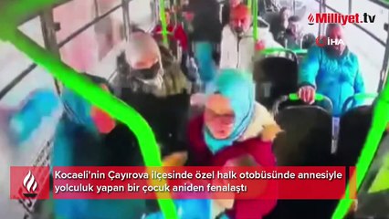 Otobüste büyük panik! Oğlu gözlerinin önünde fenalaştı