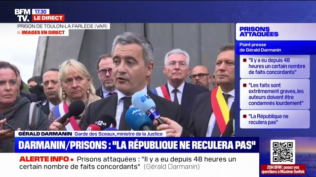 Gérald Darmanin demande aux policiers, aux gendarmes, aux préfets, qu'ils protègent les agents pénitentiaires