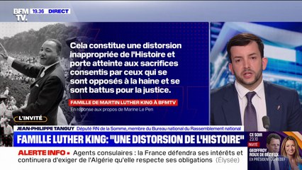 Pour Jean-Philippe Tanguy, la famille de Martin Luther King "n'est sans doute pas très bien au courant de la doctrine universaliste de Marine Le Pen"