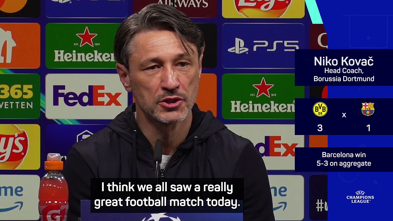 Kovac proud of Dortmund display despite UCL exit to Barcelona