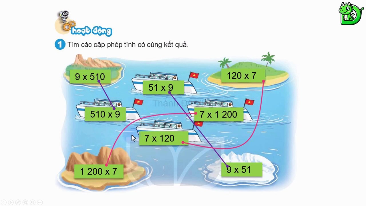 Toán lớp 4 - Bài 40  Tính chất giao hoán và kết hợp của phép nhân || DINOTECH