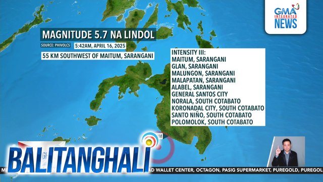 Magnitude 5.7 na lindol, niyanig ang ilang panig ng Mindanao | Balitanghali